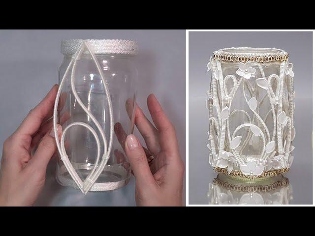 DIYHow to make an exclusive vase from an ordinary glass jar. Idea for home.