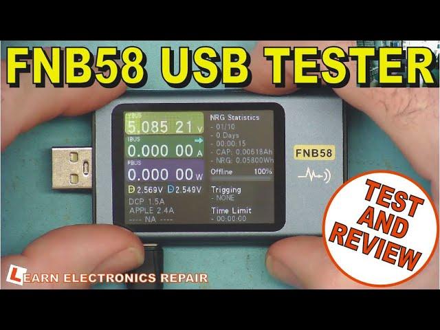 FNIRSI FNB58 USB Fast Charge Voltmeter Ammeter Test And Review. Test USB Charger and USB Cable