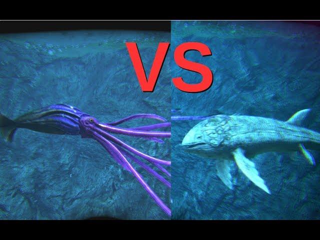 Tusoteuthis VS Alpha Leedsichthys and Alpha Mosasaur || ARK: Survival Evolved || Cantex