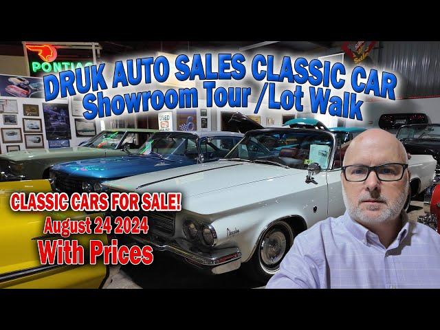 CLASSIC CAR SHOWROOM TOUR - Cars FOR SALE - Druk Auto Sales - Classic Car Lot Walk - August 24 2024