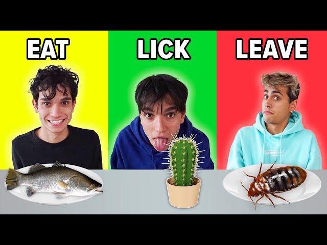 EAT, LICK, OR LEAVE Challenge! | Lucas and Marcus