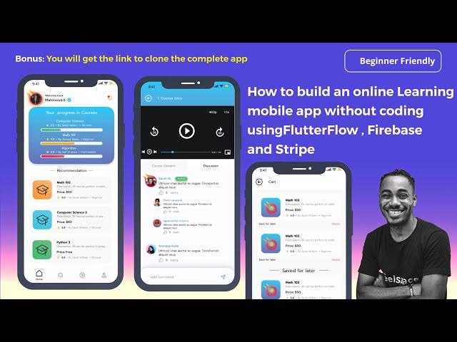 How to build an online Learning mobile app without coding using FlutterFlow , Firebase and Stripe