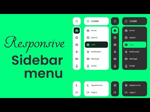 Modern Responsive Sidebar Menu using HTML, CSS & Javascript