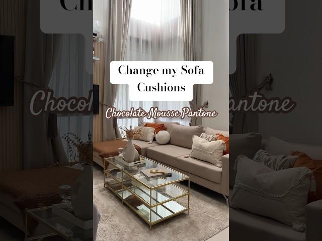 Swap My Christmas Sofa Cushion Covers to Chocolate Mousse Pantone