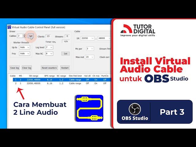 Part 3 | Install Virtual Audio Cable untuk OBS Studio 2022 | Tutor Digital