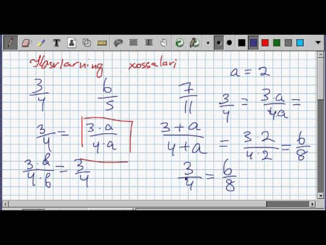 Kasrlarni asosiy xossalari. Matematika 6-sinf. 7-dars