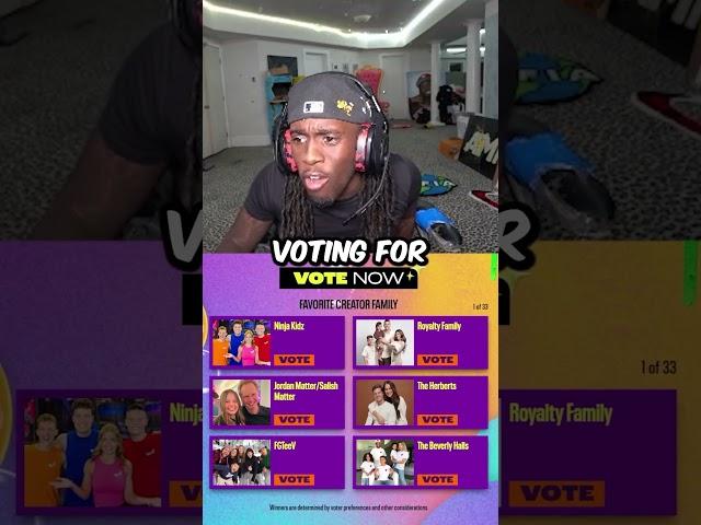 Kai Cenat votes FGTeeV for Nickelodeon 2024 Kids Choice Awards