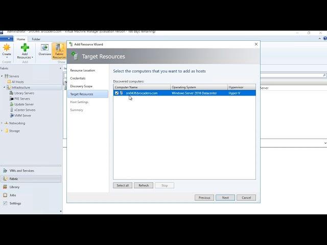 System Center: Add a Hyper-V Host to VMM