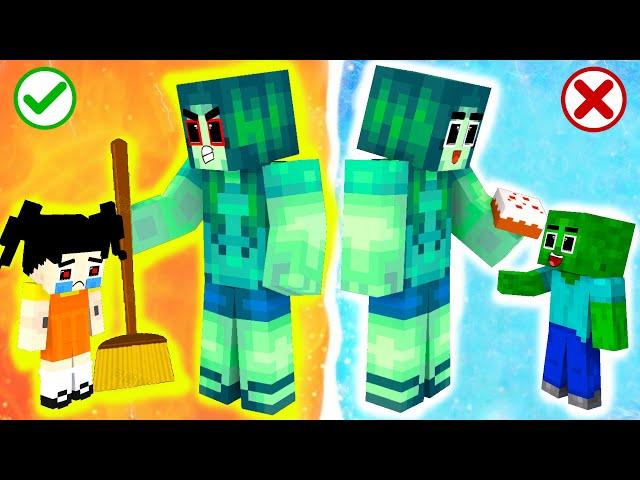 Monster School : Squid Game Dolls Good and Bad Mother Zombie  - Minecraft Animation