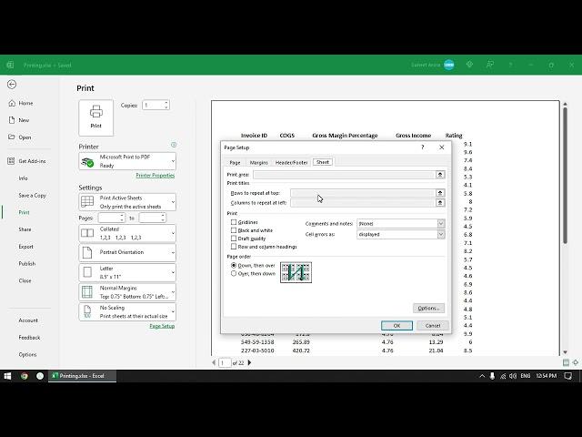 Excel print setting - Print header on every page