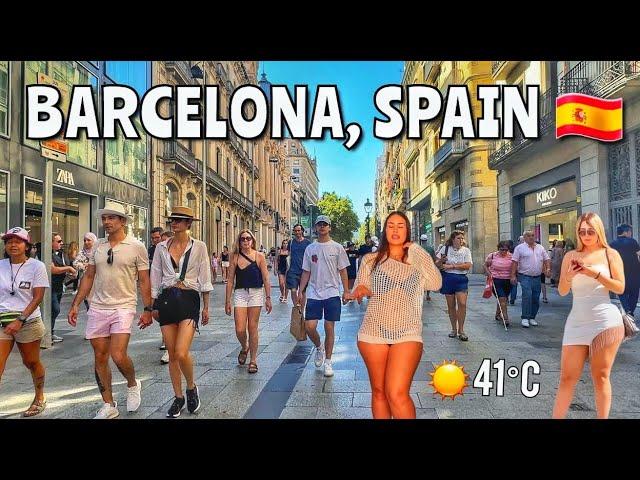 Barcelona,Spain / Walking tour in Barcelona city in Spain 4K HDR Citytous summer 2024