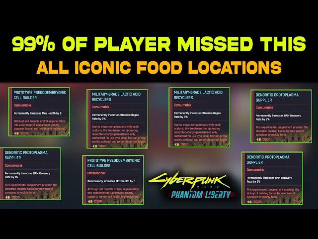 Cyberpunk 2077 Phantom Liberty: Iconic Foods for Permanent Stat Buffs | GET THIS NOW! All Locations