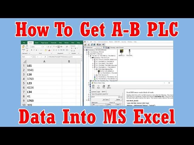 How to get A-B PLC data values into MS Excel using RSLinx