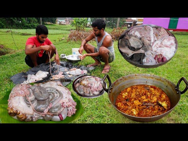 Boti Masala | how to clean goat intestine | bakre ki pachauni recipe cooking and eating in village