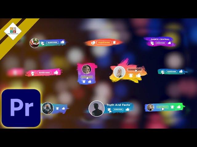 Adobe Premiere PRO [ Brush Social Media Lower thirds ] Templates & Tutorial