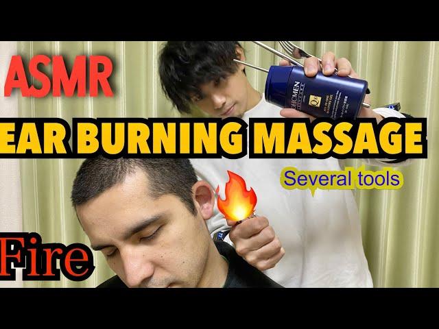 【ASMR】For Sleep and Relaxing / Ear Burning Massage with tools