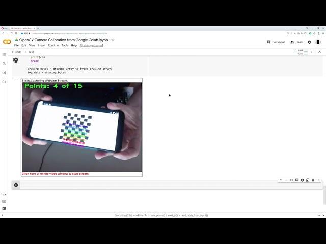 OpenCV Camera Calibration from Google Colab Using Chessboard image