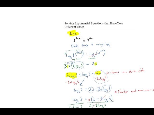 Solving Exponential Equations that Have Two Different Bases