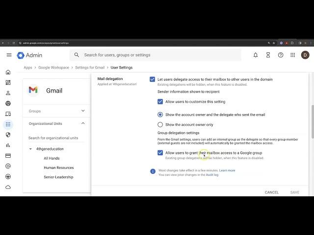 Gmail Email Delegation in Google Workspaces