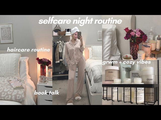 selfcare night routine 2023  glow up routine, haircare + hairwash day routine, reading ~aesthetic~