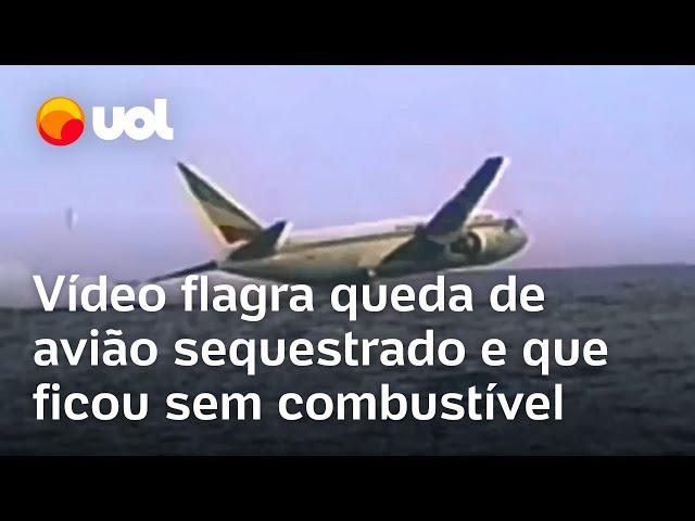 Vídeo mostra queda de avião sequestrado que ficou sem combustível e caiu no mar; caso é de 1996