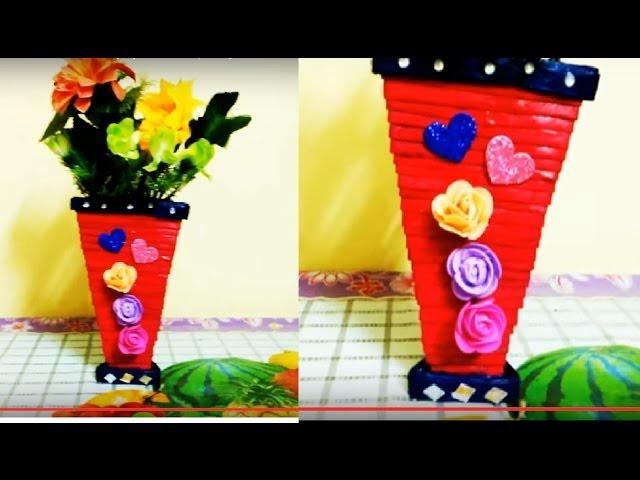 How to make newspaper flower vase I DIY newspaper crafts | Easy made unique flower vase