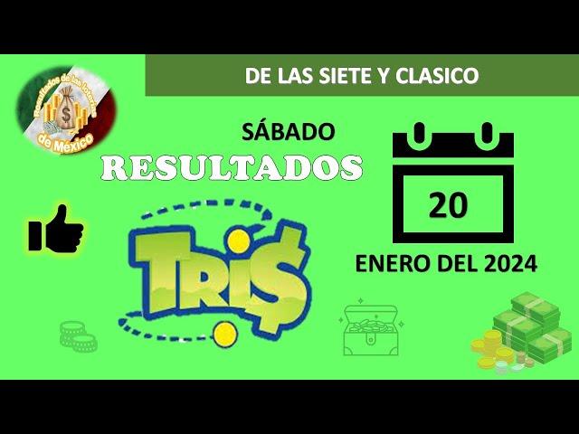 RESULTADOS SORTEOS TRIS DE LAS SIETE Y TRIS CLÁSICO DEL SÁBADO 20 DE ENERO DEL 2024