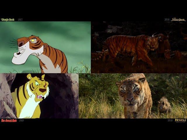 Mowgli (2018)/The Jungle Book (1967/1989/2016): side-by-side comparison