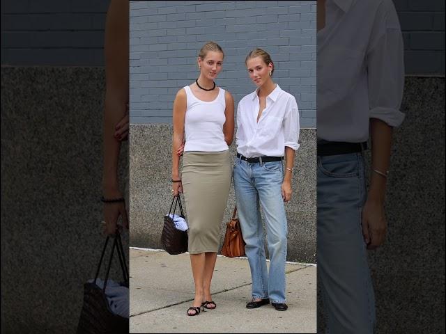 Cecilie and Amalie Moosgaard Nielsen from NYC and Paris S.S 2024 #styleinspo #streetstyle #shorts