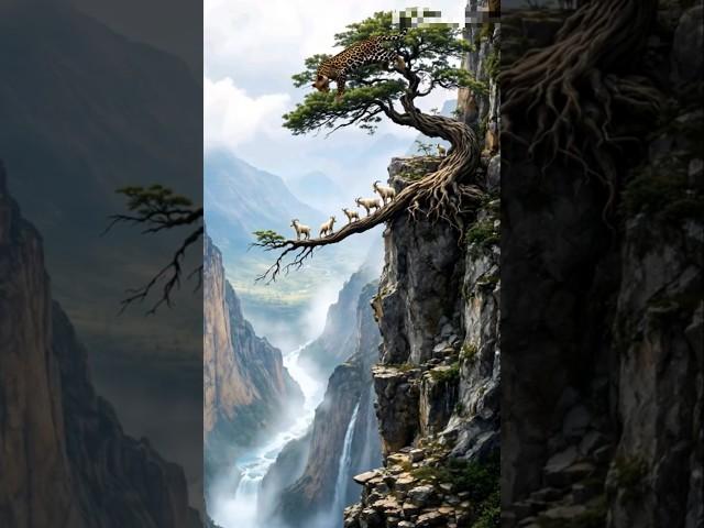  Epic Leopard Ambush on Goats: Cliff Caught on Camera!️ 염소를 향한 표범의 장대한 매복 공격: #shorts #goat #ai