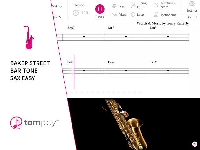 Baker Street by Gerry Rafferty - Baritone Saxophone (Easy Level) 