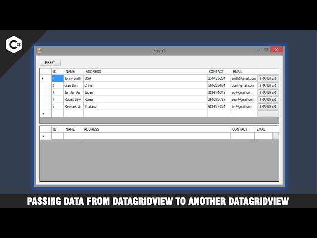 How to Pass Data from One Datagridview to another Datagridview using C#