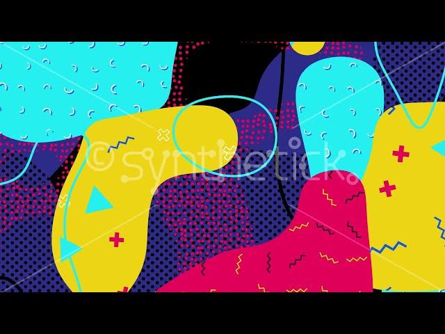 Stock video. 90s style looping abstract shapes, retro Memphis Design