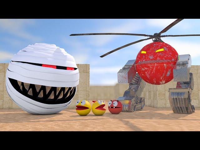 Pacman vs Monsters #2 Compilation (Helicopter, Bulldozer, Mammoth, Lava, Mummy Monsters)