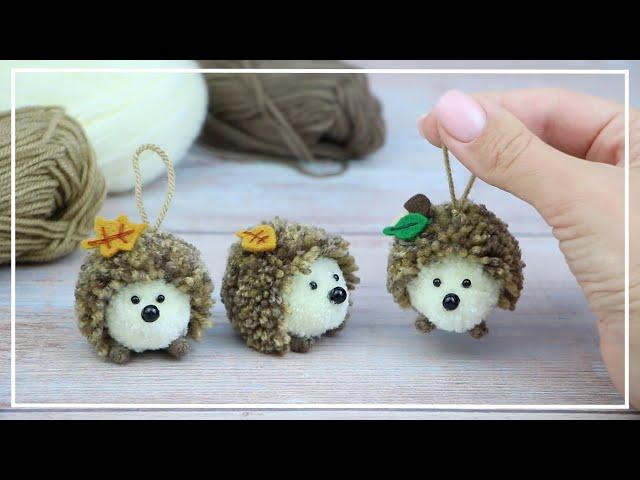 Amazing EASY and FAST to make a Cute Pompom Hedgehog of Yarn / Cute Pompom Hedgehog Easy making