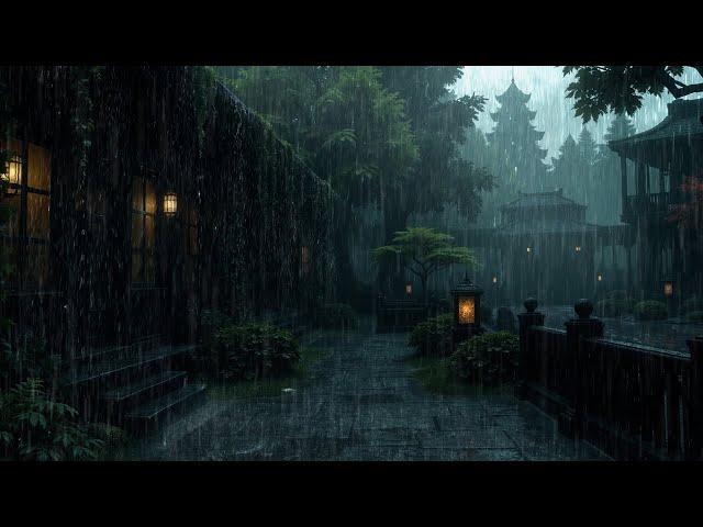 Heavy Rain at the Ancient Palace – Night Rain Sounds for Deep Sleep & Relaxation ️