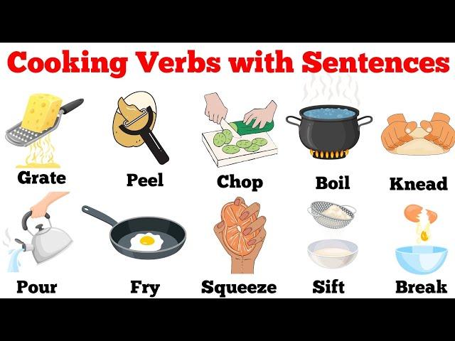 Cooking Verbs | Cooking Verbs in English | Cooking Vocabulary with Sentences | English Vocabulary