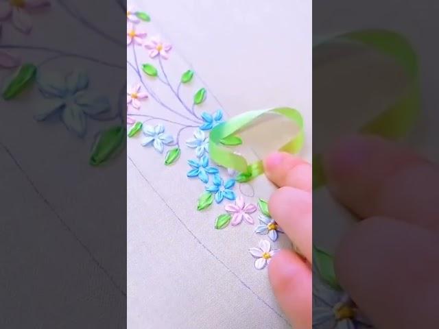 Easy Ribbon Embroidery 🪡️| Hand Embroidery Work