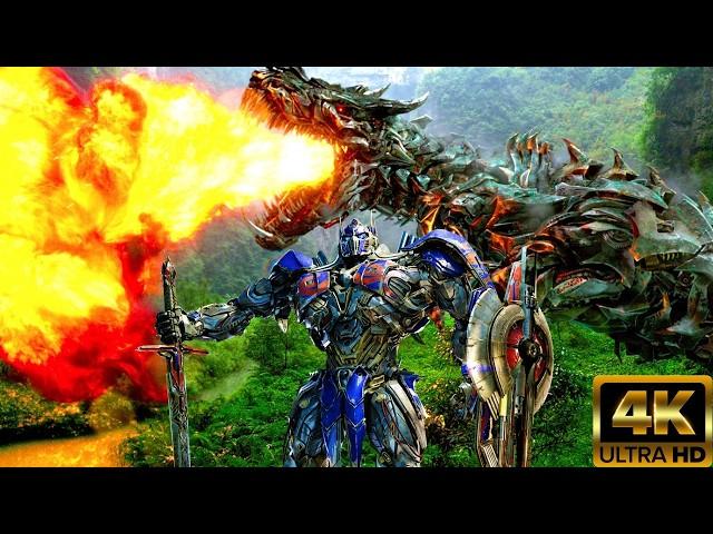 Transformers Age of Extinction | Optimus Prime vs Grimlock - Dinobots Join The Fight Scene 4K