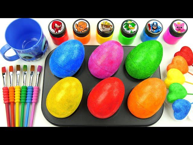 Oddly Satisfying Video | How i Make Color EGGS From Glitter Rainbow Hearts & Cutting ASMR