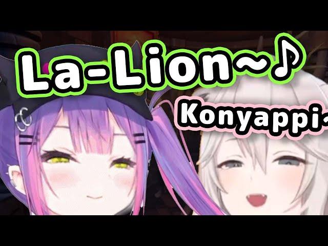 Botan Takes Towa's "KONYAPPI" But Towa Sneaks In a Cute "La-Lion~" 【Hololive】