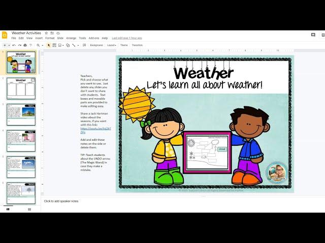 Weather Activities Kindergarten | First Grade Google Slides