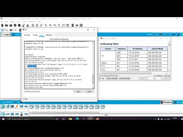 4 2 2 10 Packet Tracer   Configuring Extended ACLs Scenario 1