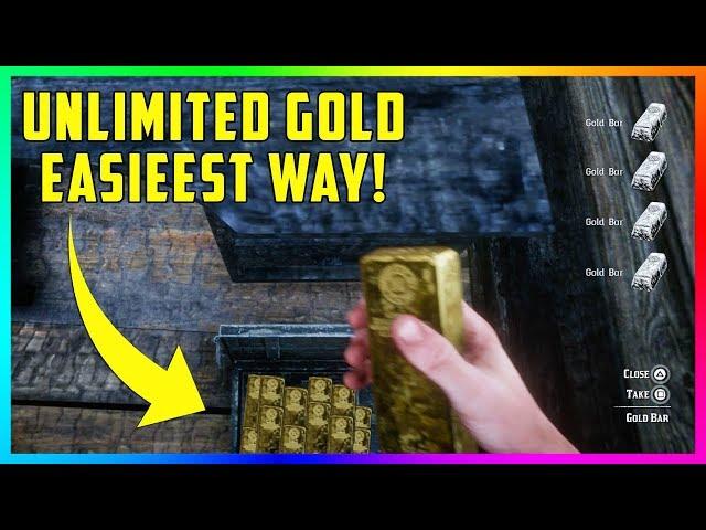 Red Dead Redemption 2 UNLIMITED Gold Bars Money Glitch Updated EASIEST Method! (RDR2 Gold Bars)