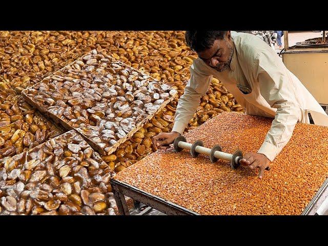 PEANUT CHIKKI MAKING SKILLS | Live Moongfali Recipe! Amazing Street Food Jaggery Bar Food Processing