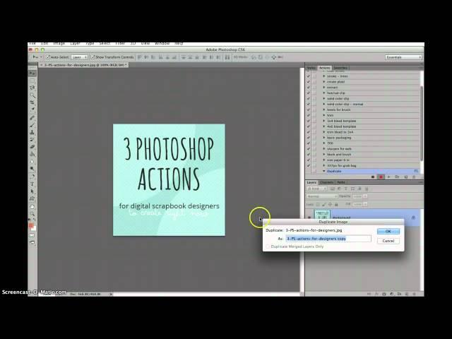 Duplicate image action in Photoshop