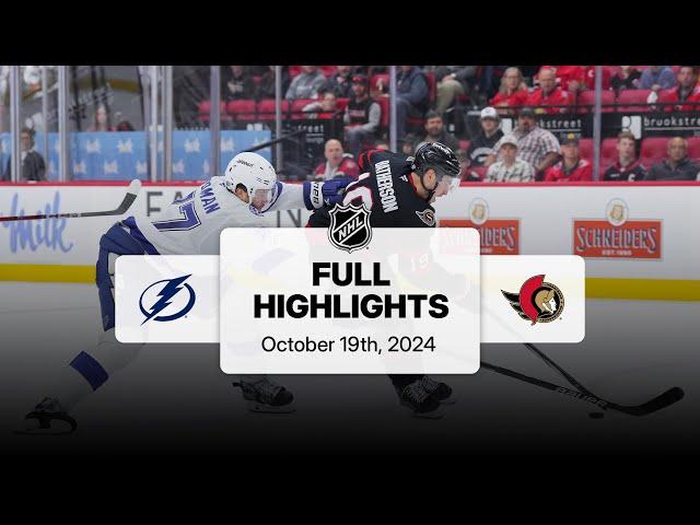 Lightning at Senators | October 19, 2024 | NHL Full Game Highlights