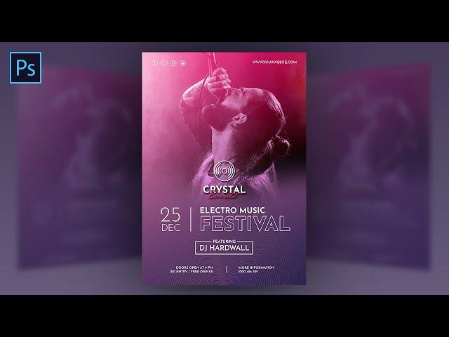 Electro Music Festival Poster Design In Adobe Photoshop