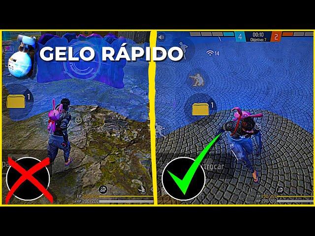 APRENDA A USAR O GELO DA MANEIRA CERTA ️ GELO RÁPIDO,AGACHADO E COLADO NO FREE FIRE MOBILE !!!