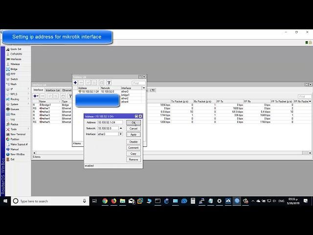 Assign ip address mikrotik router interface